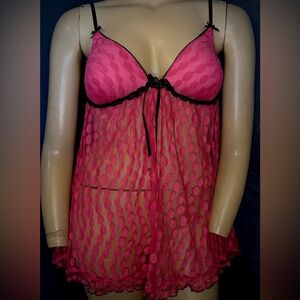 Linea Donatella Hot Pink Sheer Chemise